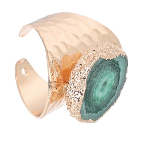 KOMBIUDA Delikater Damenring mit Unregelmäßigem Grünem Stein Vergoldeter Schmuck Dekorativer Fingerring Modisches Accessoire für Geburtstag Party und Alltag von KOMBIUDA