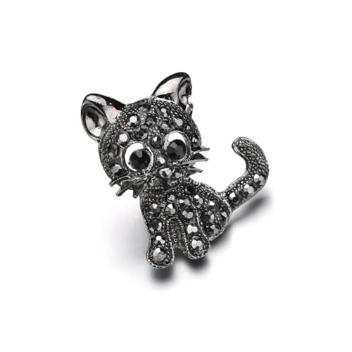 KOMBIUDA Diamantbesetzte Katzenbrosche Modische Tierbrosche mit Funkelnden Strasssteinen Dekorative Anstecknadel für Kleidung Taschen Schals und Jacken Vielseitiger Schmuck für Damen und von KOMBIUDA