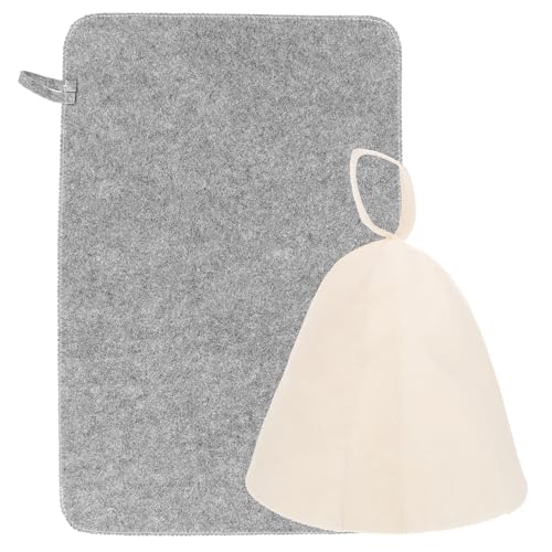 KOMBIUDA Saunahut Und Saunakissen-set Aus Filz Bequeme Saunahaube Für Damen Und Herren Wasserabsorbierendes Saunazubehör Mit Verschleißfestem Pad von KOMBIUDA