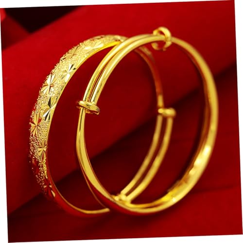 KOMBIUDA Dicker Schiebearmband Messing Vergoldet Langlebig Modischer Armschmuck Schlichtes Damenarmband für Geburtstag Hochzeit Valentinstag von KOMBIUDA
