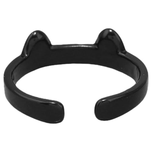 KOMBIUDA Einstellbarer Katzenring Damen Modisch Feine Verarbeitung Schwarzer Acryl Offener Finger Schmuck Geschenk für Katzenliebhaber von KOMBIUDA
