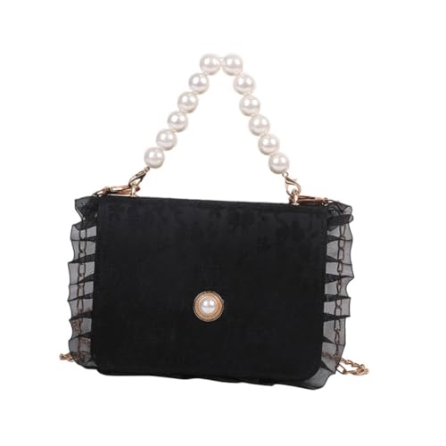 KOMBIUDA Elegante Damen Crossbody Bag mit Spitze und Perlenkette Mittlere Schultertasche Vielseitig Tragbar als Handtasche und Umhängetasche Modische Tasche für Alltag Shopping und Reisen von KOMBIUDA
