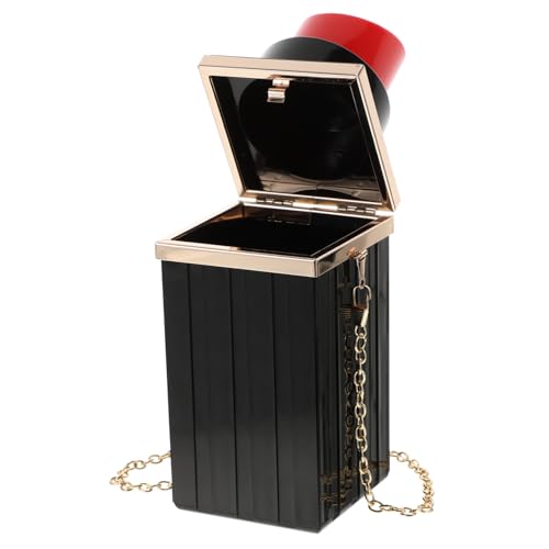 KOMBIUDA Elegante Lippenstift form Handtasche Damen Party Clutch Acryl One shoulder Bag Leichte Abendtasche für Bankett Geburtstag Tanzveranstaltung Vielseitig und Sicher zu Verschließen von KOMBIUDA