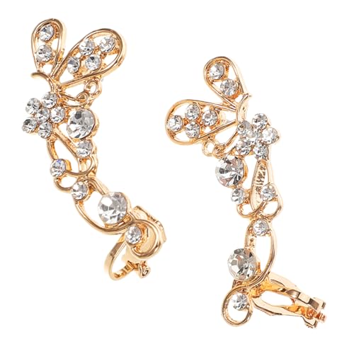 KOMBIUDA Elegante Ohrclips Damen Schmetterling Ohrmanschette Voller Strass Leicht Komfortabel Vielseitig Für Alltag und Festlichkeiten Modischer Ohrschmuck Accessoire von KOMBIUDA