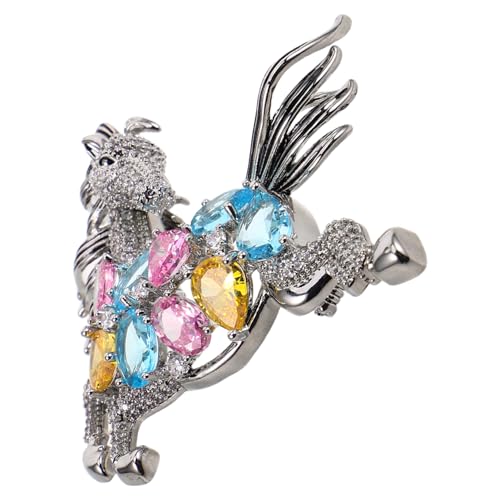 KOMBIUDA Elegante Pferdebrosche mit Bunten Kristallen Unisex Anstecknadel für Hemd Kleid und Jacke Modisches Tier-accessoire für Business Hochzeit und Freizeit Vielseitig Kombinierbar von KOMBIUDA