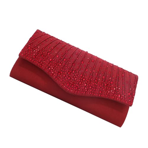 KOMBIUDA Elegante Satin Clutch Handtasche mit Funkelnden Strasssteinen Magnetischem Verschluss Stilvolle Abendtasche für Hochzeit Party und Festliche Anlässe Modische Umhängetasche mit von KOMBIUDA