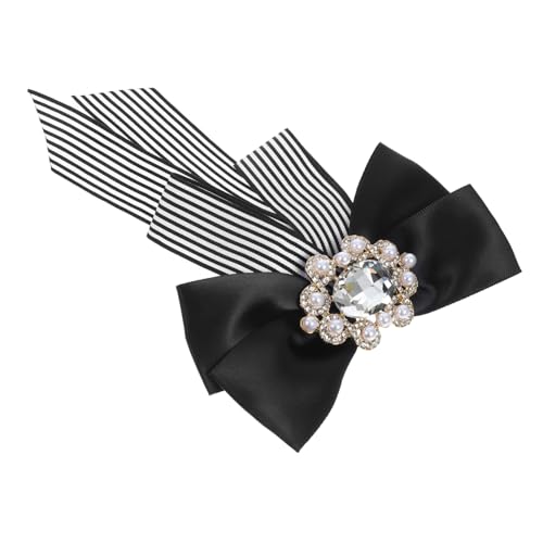 KOMBIUDA Elegante Schleifenbrosche mit Perlen und Strasssteinen Stoff bowknot Kragenaccessoire in Robuste Anstecknadel für Damen und Herren Business Hemd Modische von KOMBIUDA