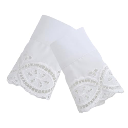 KOMBIUDA Elegante Spitzen armbänder für Damen Abnehmbare Elastische Spitzenmanschetten mit Rüschenverzierung Weiße Dekorative Spitzen bündchen für Ärmel Femininer Chic für Frühling und von KOMBIUDA