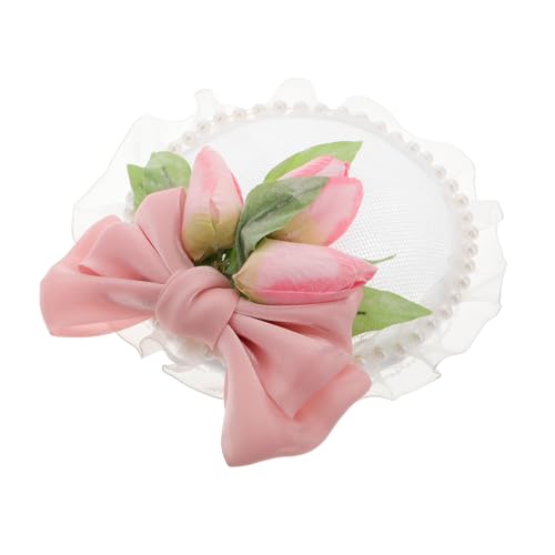 KOMBIUDA Eleganter Lolita Mini Hut Haarclip Rosa Filigrane Handarbeit Charmantes Kopfschmuck Accessoire für Cosplay Teepartys Hochzeiten Vielseitiger Headpiece für Damen von KOMBIUDA