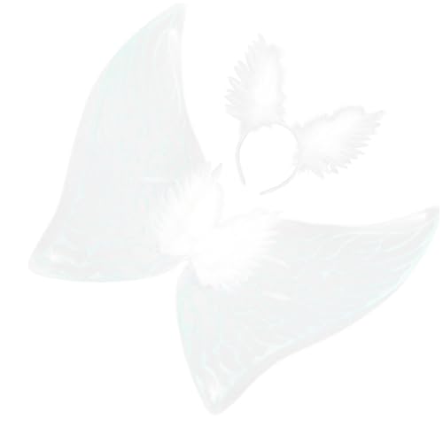 KOMBIUDA Engelsflügel Kostümset mit Weißem Federflügel und Süßem Haarreif Leichtes Cosplay Zubehör für Mädchen Dekoratives Party Karnevalsaccessoire von KOMBIUDA