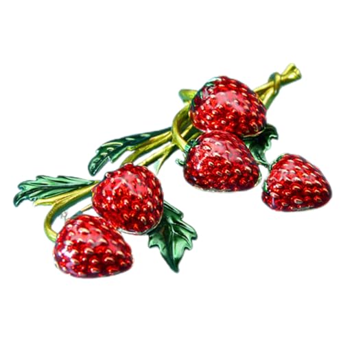 KOMBIUDA Erdbeer Brosche Anstecknadel aus Langlebiger Legierung Farbenfrohes Frucht Modischer Schmuck für Frauen Geeignet für Kleidung Partys Festivals und Cosplay von KOMBIUDA