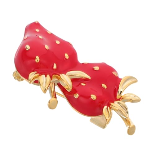 KOMBIUDA Erdbeernadel Aus Kupfer Kawaii-brosche Mit Obstmotiv Zierliche Metallbrosche Für Damen Modische Pulloverbrosche Verspieltes Schmuckstück Für Kleidung Hut Oder Rucksack von KOMBIUDA
