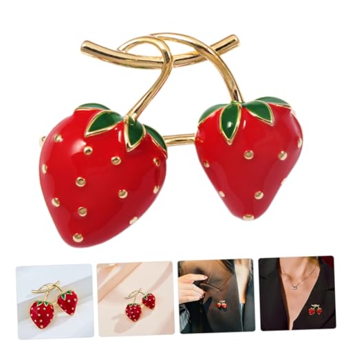 KOMBIUDA Erdbeer Brosche aus Langlebiger Legierung Filigraner Anstecknadel für Kleidung Schal und Hut Modischer Damenschmuck als für Frauen zu Hochzeit Geburtstag Weihnachten von KOMBIUDA