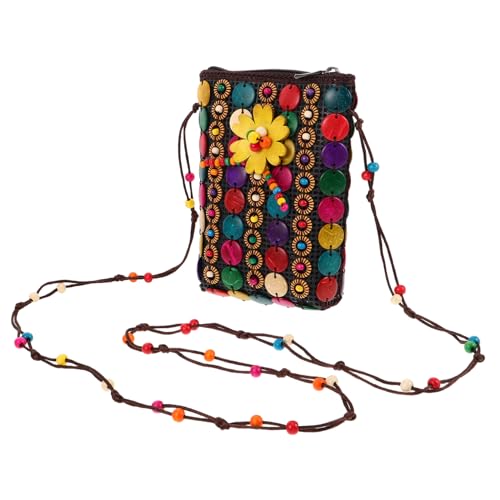 KOMBIUDA Ethnische Kokosnussschalen-umhängetasche mit Handgefertigten Boho-perlen Langlebige Crossbody-tasche mit Verstellbarem Langriemen Stilvoll für Damen Alltag Reisen von KOMBIUDA