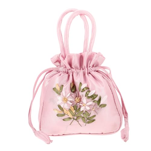 KOMBIUDA Ethnische Stickerei Handtasche Damen Tragbare Stofftasche mit Kordelzug und Griff Mehrzweck Stickerei Beuteltasche für Alltag Party und Dating Robuste Verschleißfeste Damen von KOMBIUDA