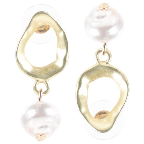 KOMBIUDA Europäische und Amerikanische Damenohrringe Modische Hängende Perlenohrringe mit Natürlicher Vintage frischwasserperle Stilvolle Tropfen ohrringe Silberner Hypoallergener von KOMBIUDA