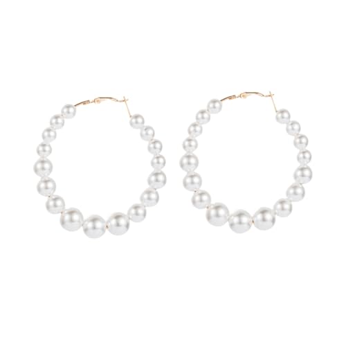 KOMBIUDA Exklusive Perlenohrringe Damen Kreative Geometrische Ohrstecker Weiß Modische Ohraccessoires Einzigartiges Design Angenehm und Langlebig für Freundinnen und Hochzeiten von KOMBIUDA