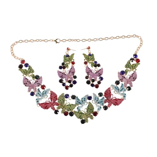 KOMBIUDA Schmetterlingsschmuck Für Damen Halsketten Und Ohrring-set Mit Strass Edelstein-ketten Für Hochzeit Brautjungfern-schmucksets Für Besondere Anlässe von KOMBIUDA