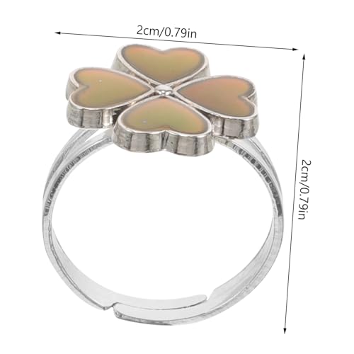 KOMBIUDA Farbwechsel Ring für Mädchen Temperatur Farbverändernder Stimmungsring mit Kleeblatt Niedlicher Modischer Schmuck für Kleinkinder von KOMBIUDA