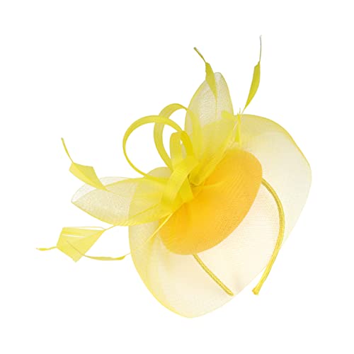 KOMBIUDA Fascinator Haarband für Damen Elegantes Netzdesign für Hochzeiten und Teepartys Romantisches Haarschmuck Accessoire Gelb KOMBIUDA Fascinator Haarband für Damen Elegantes Netzdesign für Hochzeiten und Teepartys Romantisches Haarschmuck Accessoire Gelb von KOMBIUDA