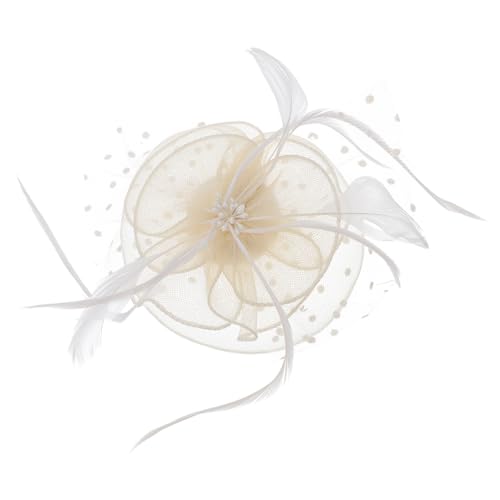 KOMBIUDA Fascinator Haarklammer Damen Mesh Hut mit Federn Haarschmuck für Tea Party Hochzeit Geburtstag Festliche Anlässe Elegant und Angenehm von KOMBIUDA