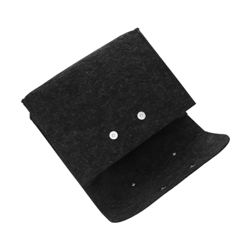 KOMBIUDA Filz Aufbewahrungstasche mit Holzgriff Business Handtasche Praktischer Dokumenten Organizer Vielseitige Akten und Notebooktasche für Damen für Büro und Freizeit Dunkelgrau von KOMBIUDA