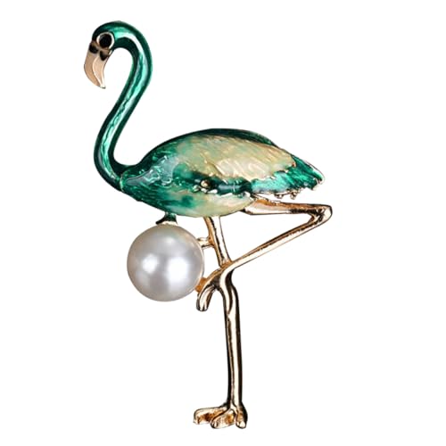 KOMBIUDA Flamingo Brosche Damen Kreativ Perlenverziert Legierung Modisch Anstecknadel für Hochzeit Geburtstag Party Geschenk von KOMBIUDA