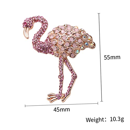 KOMBIUDA Flamingo Brosche aus Legierung mit Strass Modische Pinkfarbene Anstecknadel für Damen und Mädchen Vielseitiger Schmuckclip für Kleidung Taschen Hüte für Hochzeiten und Partys von KOMBIUDA
