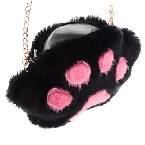KOMBIUDA Fluffy Crossbody Purse Mädchen Umhängetasche Katzenpfote Form Handtasche mit Kette Niedliche Schultertasche Kleine Tragbare Tasche für Schlüssel und Kleine Gegenstände von KOMBIUDA