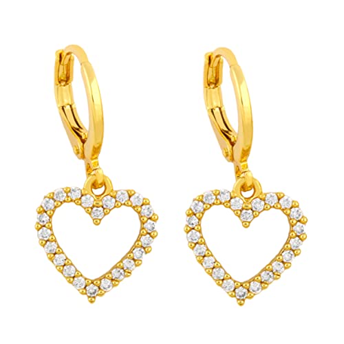 KOMBIUDA Funkelnde Herz Ohrhänger mit Strassbesatz Baumelnde Damenohrringe Kupfer Ohrringe für Alltag Festival Strand Party für Frauen und Mädchen von KOMBIUDA