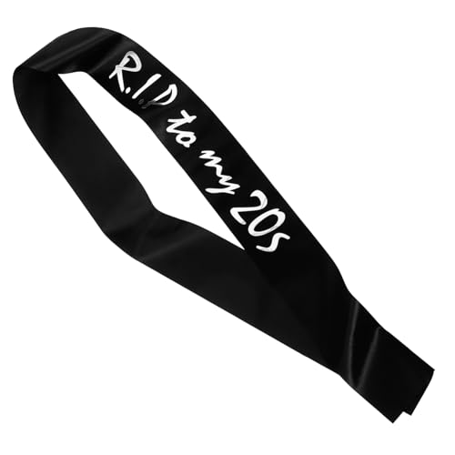 KOMBIUDA Geburtstagsschärpe Rip To My Schwarze Satin Schärpe mit Silberner Prägung Kreative Partydeko für Teenager Originelles Geburtstagsaccessoire für Feierlichkeiten von KOMBIUDA
