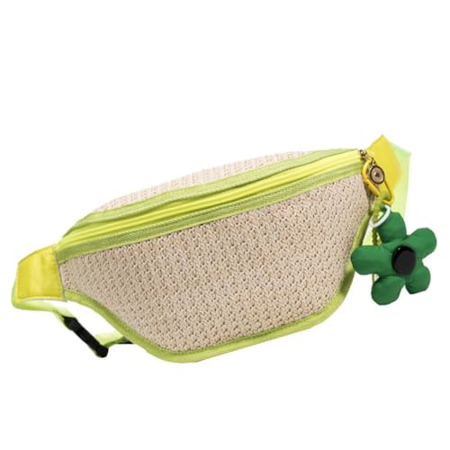 KOMBIUDA Geflochtene Bauchtasche Damen mit Farbkontrast Vielseitige Crossbody Umhängetasche Stroh Schultertasche für Alltag und Freizeit Leicht und Robust mit Reißverschluss von KOMBIUDA