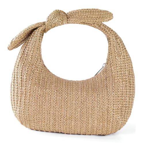 KOMBIUDA Geflochtene Handtasche Damen Polyester Sommer Tasche Kleine Umhängetasche Vielseitig Tragbar Für Strand Reise Alltag von KOMBIUDA