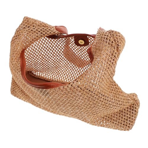 KOMBIUDA Geflochtene Strohtasche Damen Braided Strandtasche mit Knoten Braun Geräumige Schultertasche für Sommer Strand Shopping und Alltag Stylische Handtasche aus Premium Stroh von KOMBIUDA