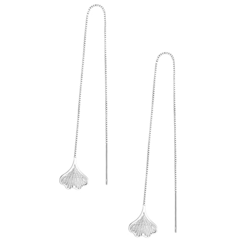 KOMBIUDA Ginkgo Ohrringe Damen Silber Lange Ohrhänger Baumelnd Leicht Einfädelbar Trendiger Schmuck Für Frauen Geburtstag Valentinstag von KOMBIUDA