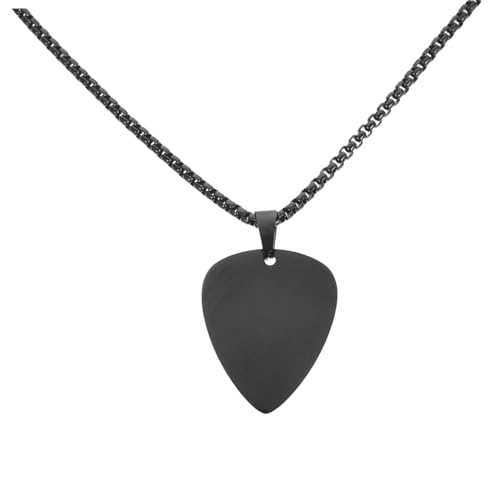 KOMBIUDA Gitarren Plektrum Anhänger Halskette Clavicle Chain Rostfrei Schwarzer Herz Charm Stylisches Schmuckstück für Damen und Herren Vielseitig Kombinierbar von KOMBIUDA