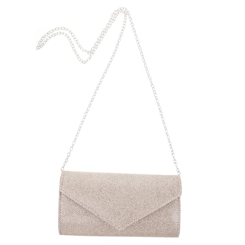 KOMBIUDA Glänzende Clutch Tasche Damen Mini Abendtasche mit Kette Schimmernde Pailletten Handtasche für Hochzeit Party und Prom Kleine Umhängetasche Champagner von KOMBIUDA