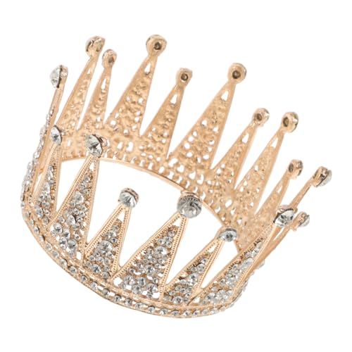 KOMBIUDA Glänzende Haarschmuck mit Funkelnden Strasssteinen Volle Rundform Prinzessin Tiara für Hochzeit Abschlussball Geburtstag und Festliche Anlässe Goldenes Schmuck-haaraccessoire von KOMBIUDA