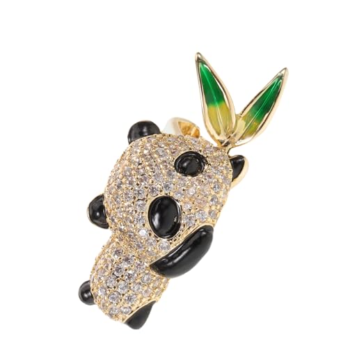 KOMBIUDA Glänzende Panda-brosche mit Strasssteinen Glitzernde Tier-anstecknadel Leichter Cartoon-bambusblatt-broschen-pin für Pullover Hemd Rucksack Modisches Schmuckaccessoire von KOMBIUDA
