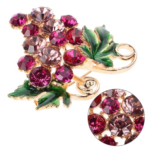 KOMBIUDA Glänzende Traubenbrosche mit Strass Fruchtiger Emaille anstecker aus Zinklegierung Modische Schmucknadel für Damen Vielseitig als Anstecknadel Schalclip Rucksack Kleidungsdeko von KOMBIUDA