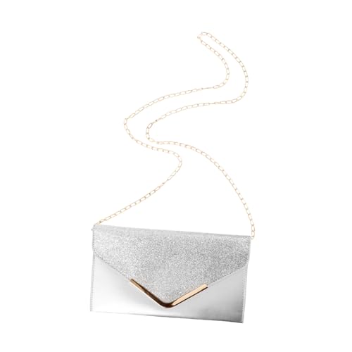KOMBIUDA Glitzer Abendtasche Damen Clutch mit Strasssteinen Partyhandtasche aus PU und Metall Funkelnde Hochzeit Clutch mit Kettenriemen Sichere Verschluss Umhängetasche von KOMBIUDA