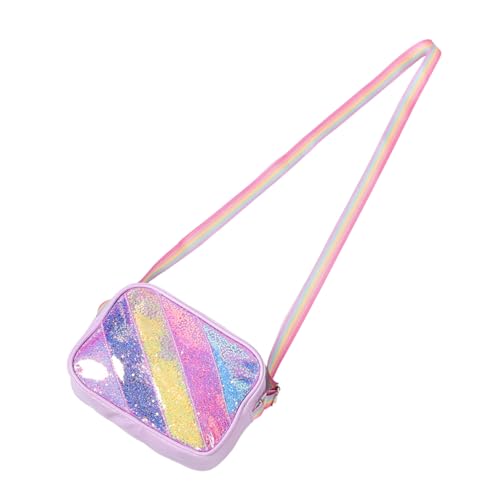 KOMBIUDA Glitzer Umhängetasche für Verstellbarer Schulterriemen Leichter Crossbody Beutel mit Sternenmuster Niedliche Herz-Handtasche in Regenbogenfarben für Mädchen und Kleinkinder von KOMBIUDA