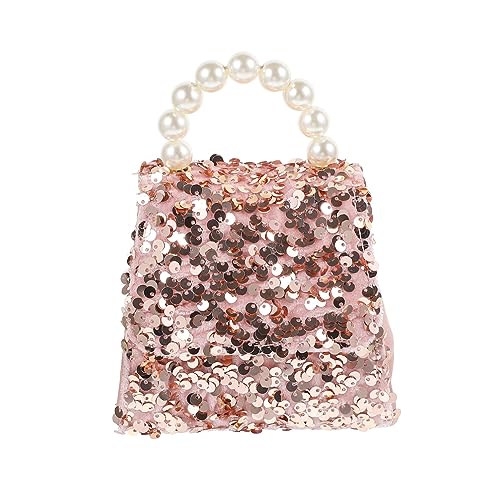 KOMBIUDA Glitzer Umhängetasche mit Perlenhenkel Modische Kleine Mädchen Schultertasche Funkelnde Pailletten Crossbody Bag Robust und Vielseitig für Münzen Schlüssel und Mehr Tolles von KOMBIUDA