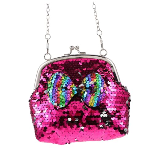 KOMBIUDA Glitzernde Pailletten schultertasche mit Abnehmbarer Kette Kleine Umhängetasche und Münzbörse für Mädchen Vielseitige Clutch für Partys Shopping und Alltag in Leuchtendem Rosa von KOMBIUDA
