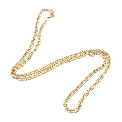 KOMBIUDA Goldene Damen Choker Halskette Titanstahl Retro Doppelverschluss Modischer Hip Hop Schmuck für Partys und Alltag von KOMBIUDA