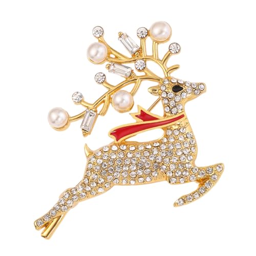 KOMBIUDA Goldene Retro Brosche mit Strass Niedliche Anstecknadel für Weihnachten Modische Schmuck Corsage für Damen und Festliche Kleidung Dekoration von KOMBIUDA