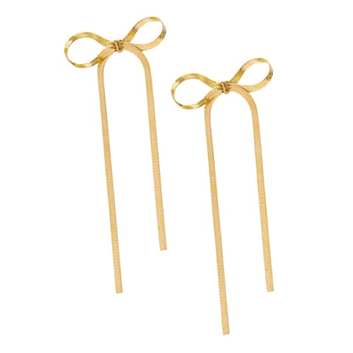 KOMBIUDA Goldene Schleifen Ohrringe Damen Lange Dangle Statement Ohrstecker Schmuckaccessoires für Besondere Anlässe und Alltag Langlebig und Verarbeitet von KOMBIUDA