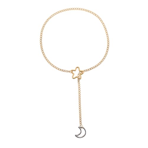 KOMBIUDA Y-förmige Halskette Für Damen Mit Mond Und Sternanhänger Verstellbare Edelstahl-kette Mit Kubanischer Kette Goldfarben Statement-schmuck Für Alltag Und Anlässe von KOMBIUDA