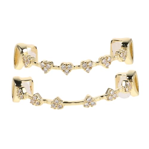 KOMBIUDA Goldplated Grill Teeth mit Funkelnden Zirkonia Schmaler Eleganter Zahnschmuck für Rapper und Streetstyle Komfortabel Modisch Vielseitig für Alltag und Cosplay von KOMBIUDA