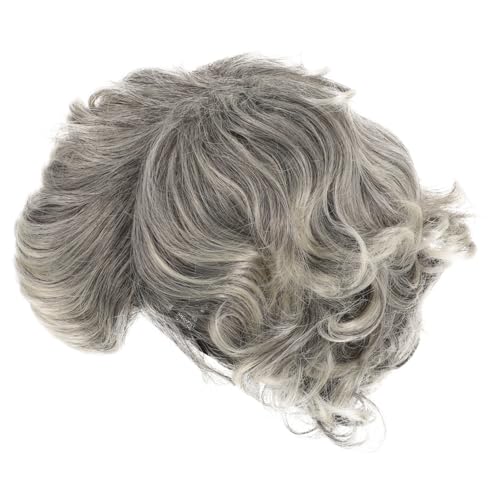 KOMBIUDA Graue Kurze Perücke Damen Lockige Wig für Halloween Weihnachten Karneval Bequeme Bühnenshow Frisur Wiederverwendbar Lustiges Cosplay Kostüm Zubehör von KOMBIUDA